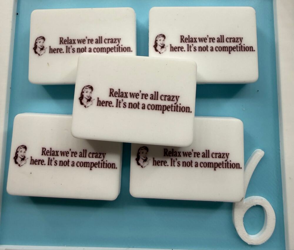Set of 5 Funny “Relax We’re All Crazy Here” Acrylic Focals for Pens Crafts